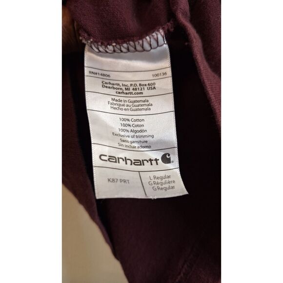CARHARTT ORIGINAL FIT BURGUNDY WORK OUTDOORS HIKING CAMPING POCKET T SHIRT MEN L - Picture 5 of 6